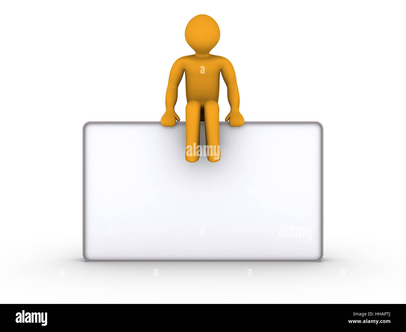 3d person sitting on a sign Stock Photo