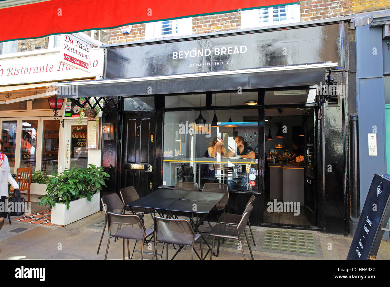 The cafes and restaurants on trendy Charlotte Place, in Fitzrovia