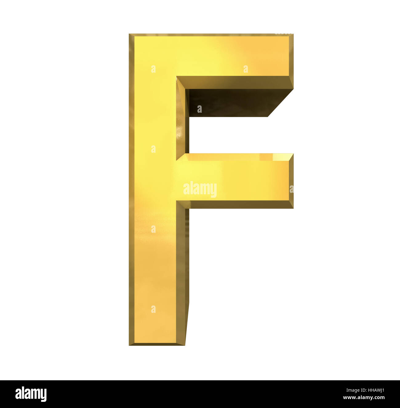 gold 3d letter F - 3d made Stock Photo - Alamy