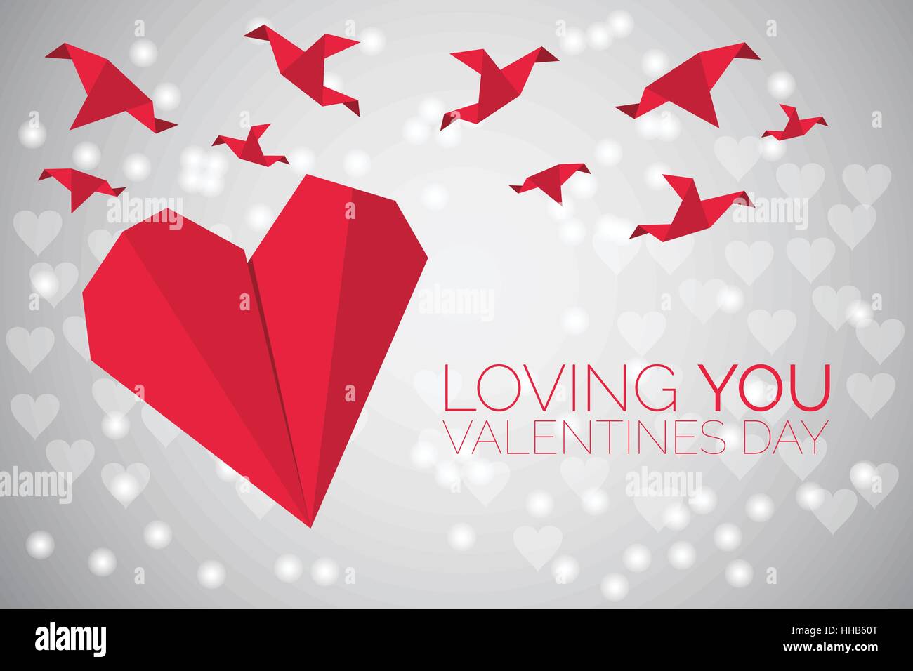 Valentine's day background, origami red paper heart shape Stock Vector ...
