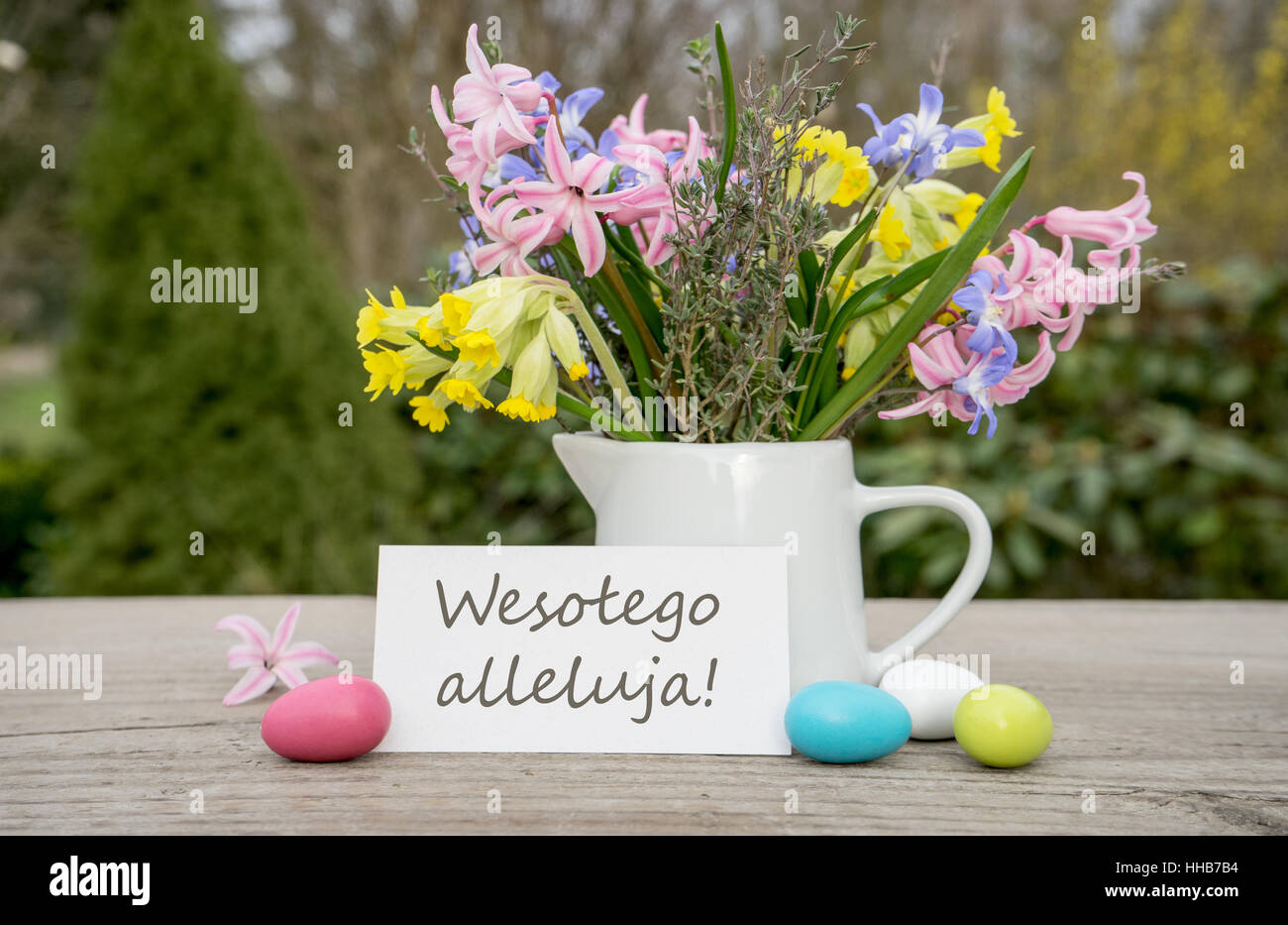 Polish greeting card for Easter with the text Happy Easter Stock Photo Alamy