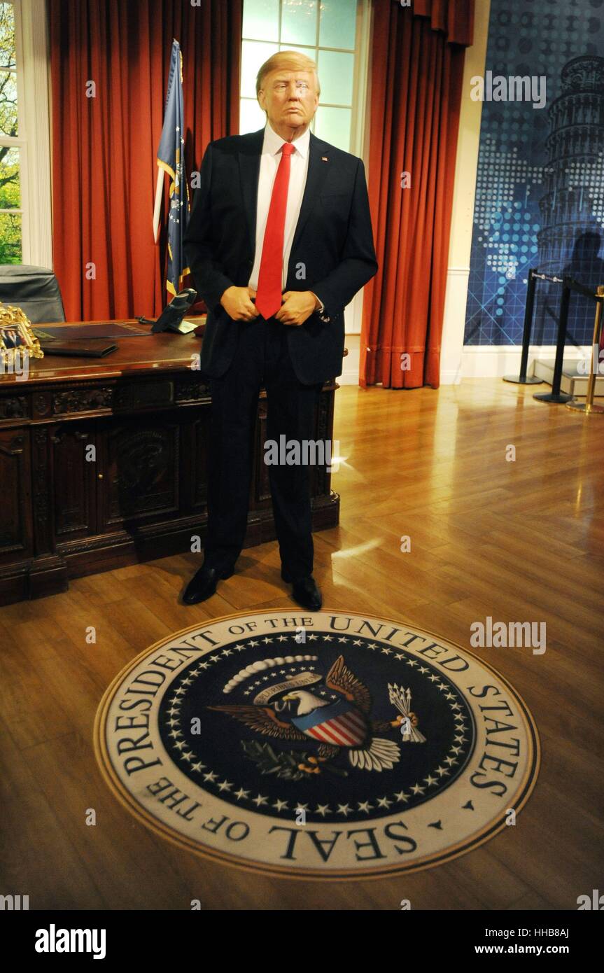 A wax figure of Donald Trump in the Oval office, is unveiled at Madame ...