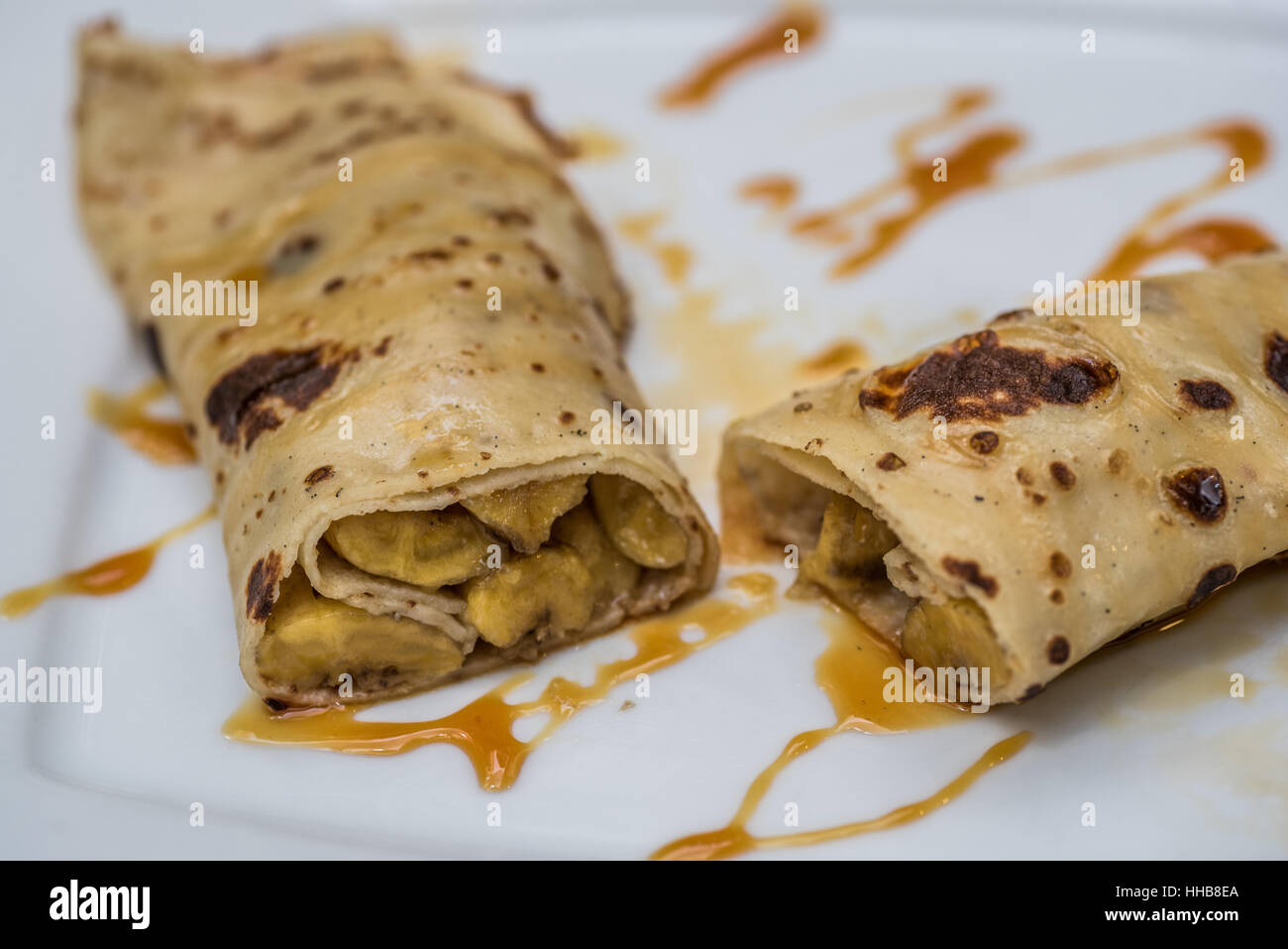 French crepe with banana Stock Photo Alamy