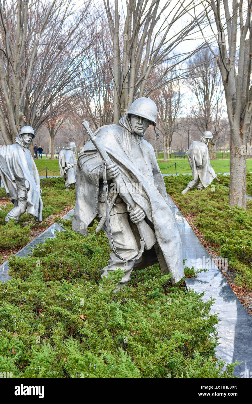 WASHINGTON DC, USA. Korean War Veterans Memorial. The memorial consists
