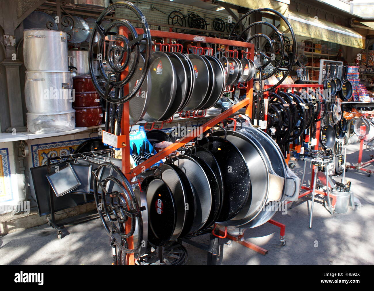 Paella dishes for sale, Central Market, Valencia, Spain Stock Photo Alamy