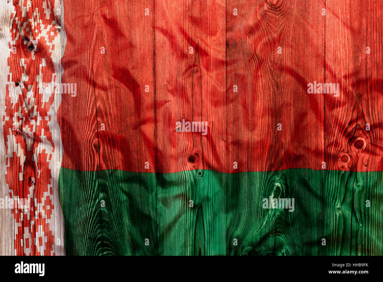 National flag of Belarus on wooden background Stock Photo