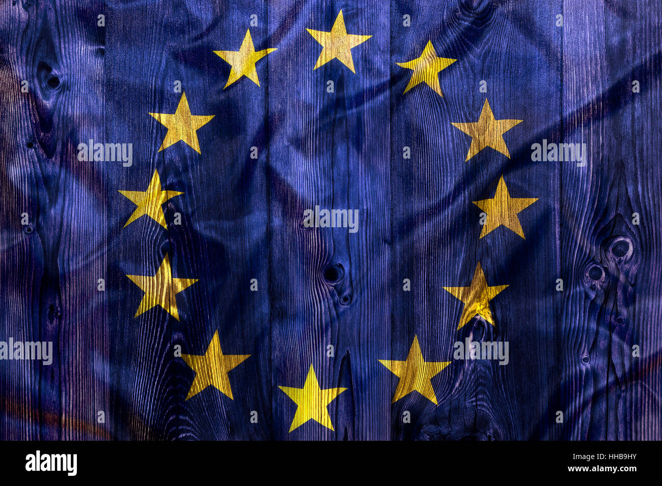 National flag of European Union on wooden background Stock Photo