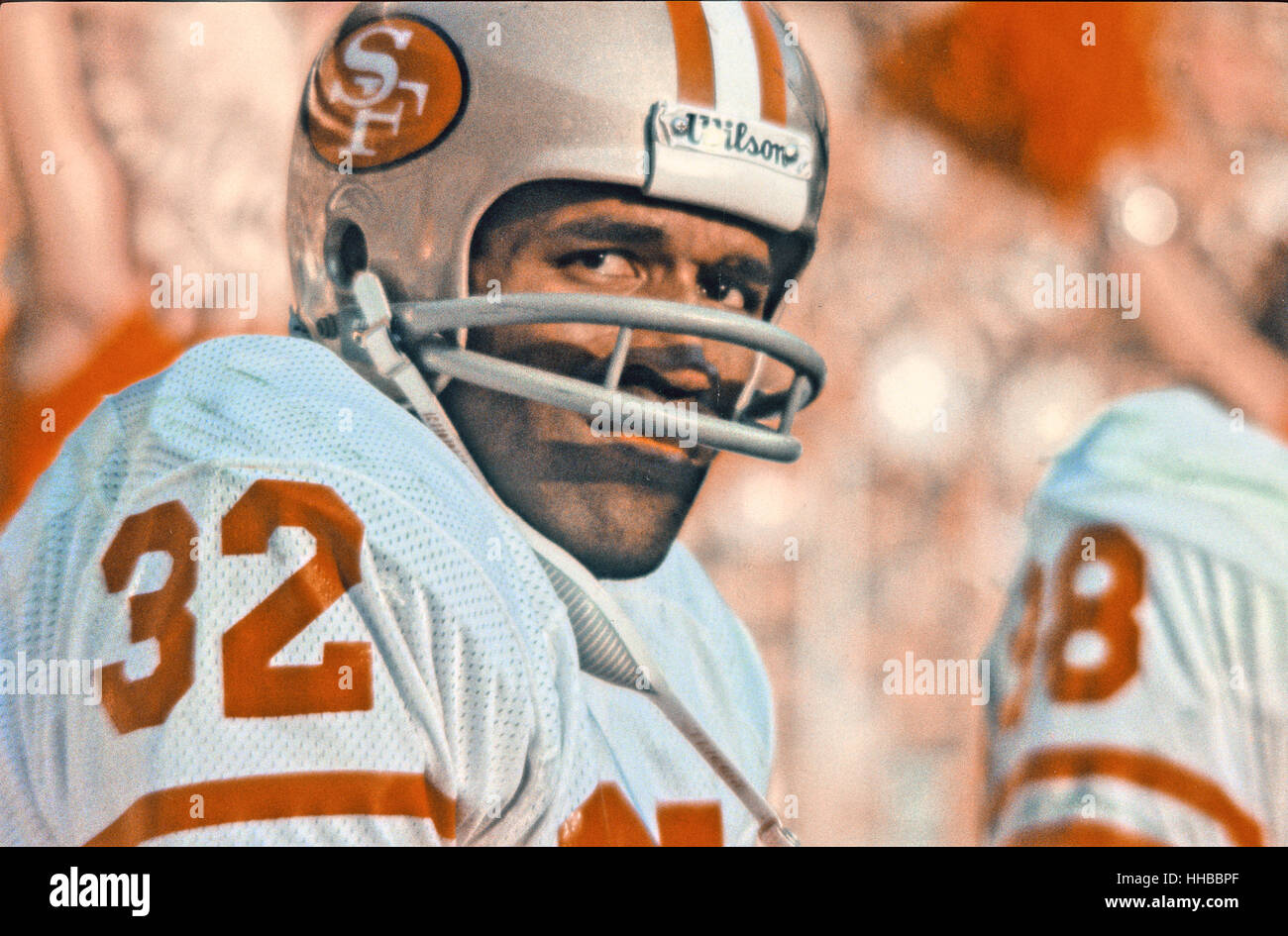 San Francisco 49ers running back O.J. Simpson (32) watches the action  during the game against the Washington Redskins at RFK Stadium in  Washington, DC on October 29, 1978. Simpson ended the day