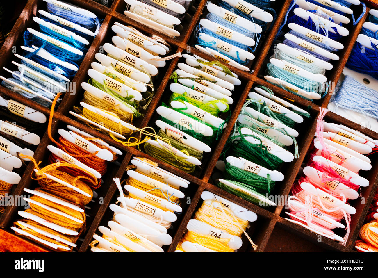 A embroidery thread sorting box Stock Photo Alamy