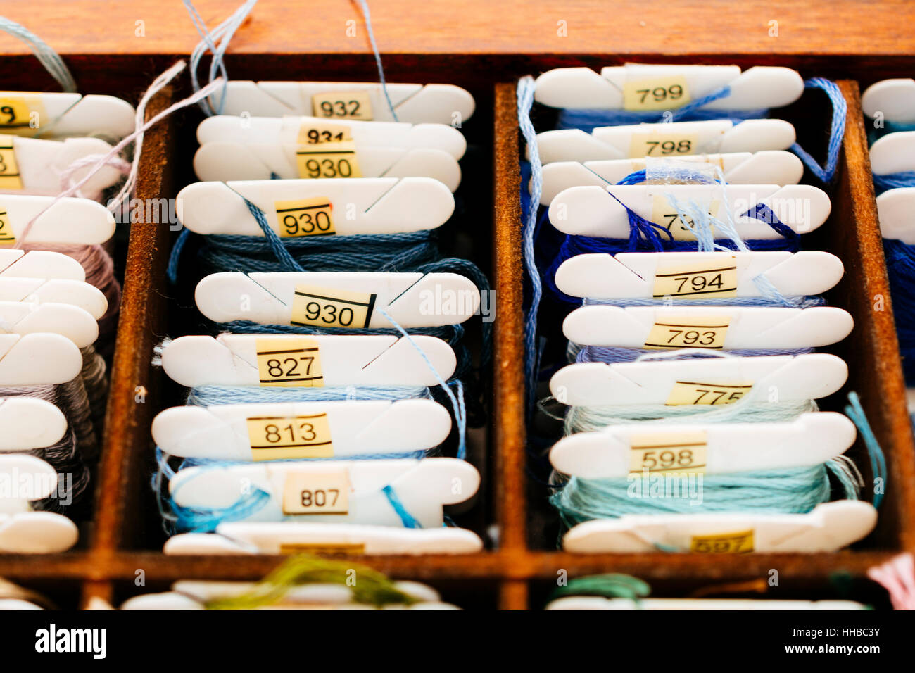 A embroidery thread sorting box Stock Photo Alamy