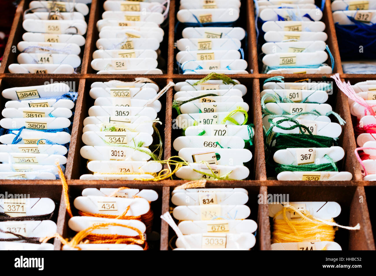 A embroidery thread sorting box Stock Photo - Alamy
