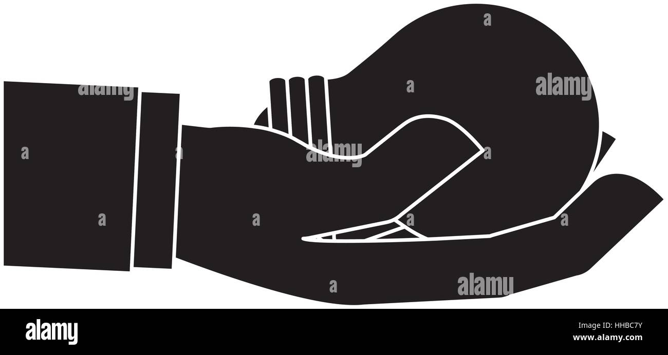 hand holding a bulb ilght icon over white background. vector ...