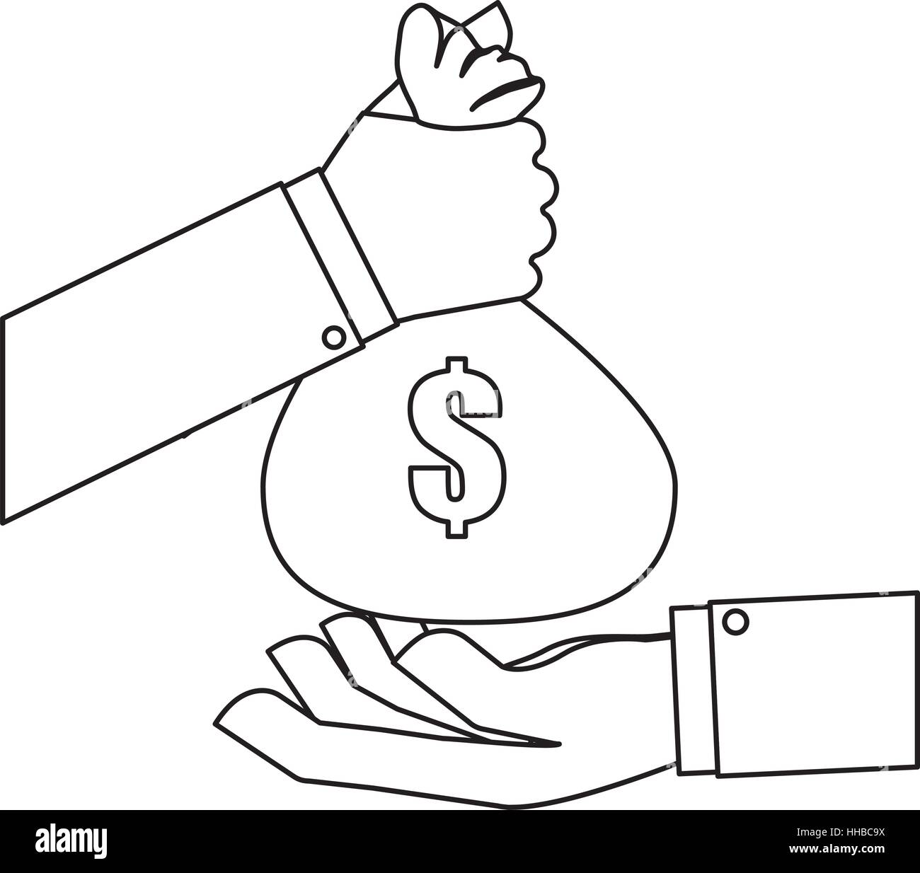 hand holding a bag of money over white background. vector illustration Stock Vector Image Art Alamy
