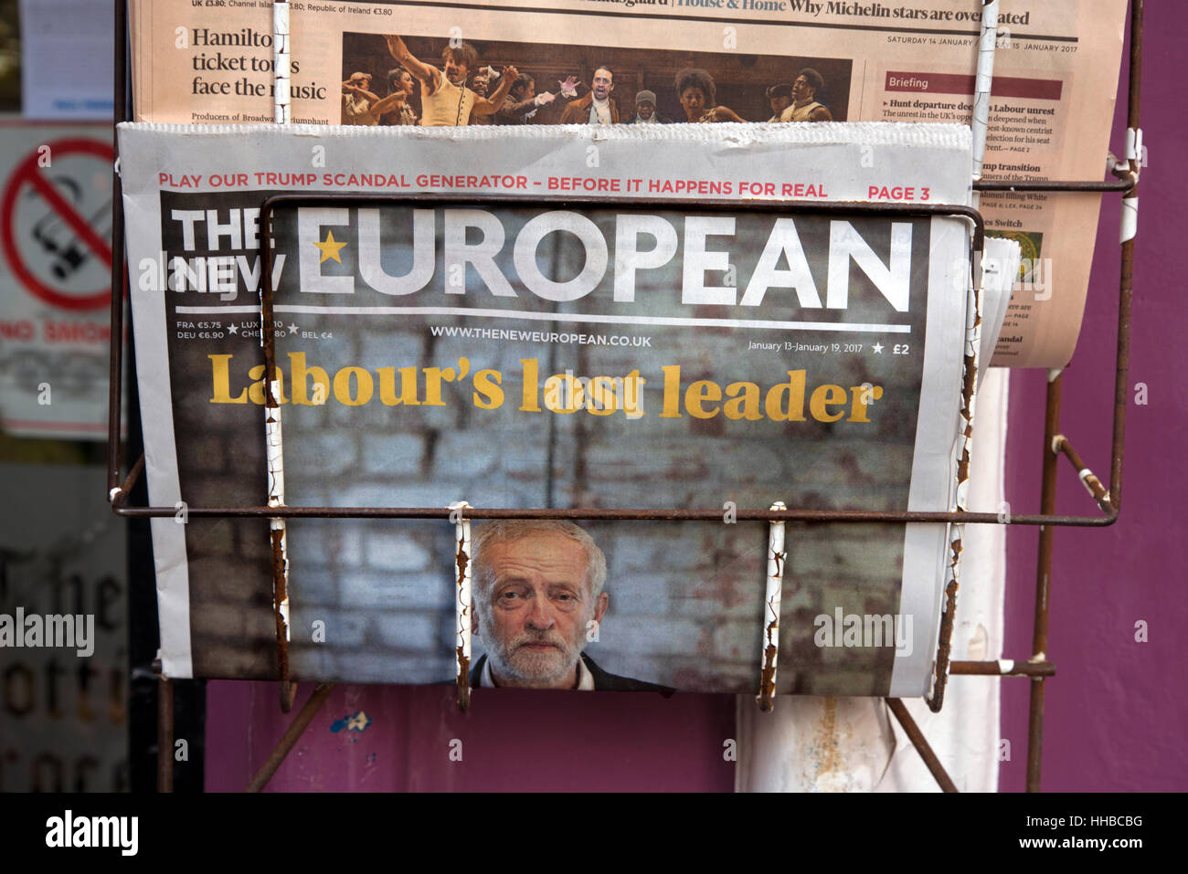 Jeremy Corbyn on the cover of The New European newspaper with the headline, 'Labour's lost leader'. Stock Photo