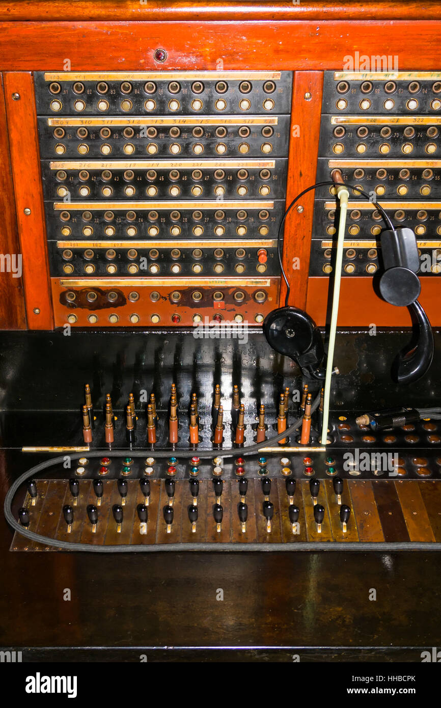 Vintage small telephone switchboard Stock Photo