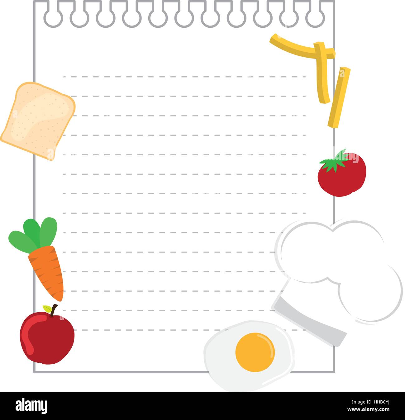 note page with food around over white background. colorful design. vector  illustration Stock Vector Image & Art - Alamy