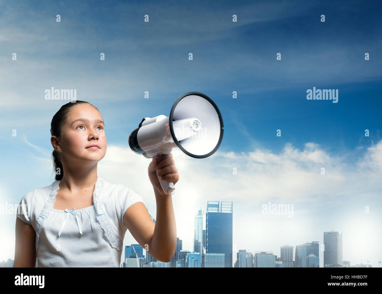 Child Girl Megaphone Announcement High Resolution Stock Photography and ...