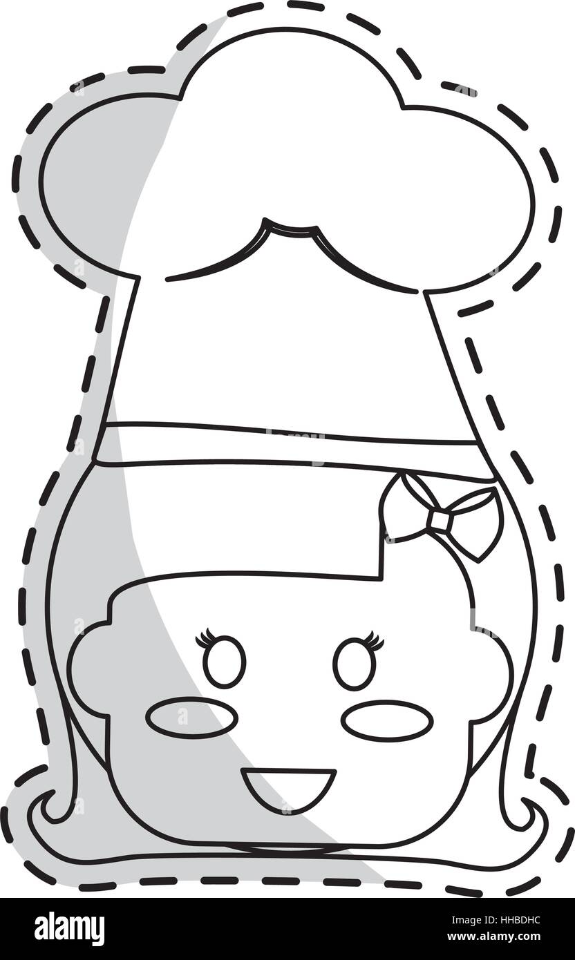 cute kid wearing chef hat over white background. vector illustration