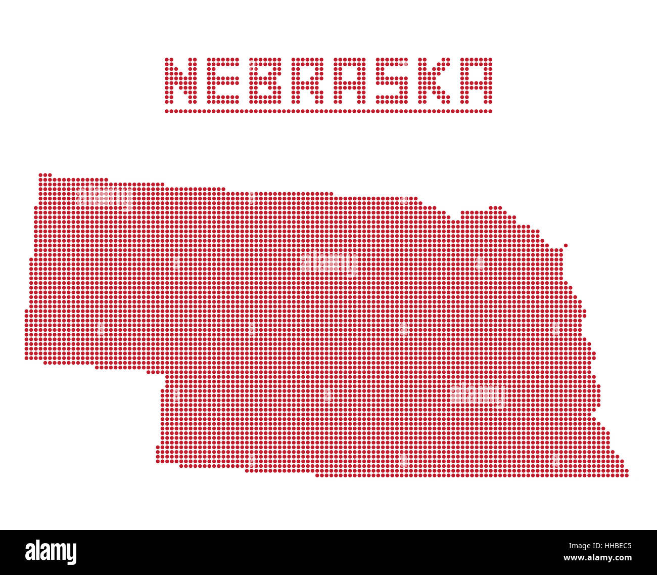 A dot map of nebraska state isolated on a white background Stock Photo