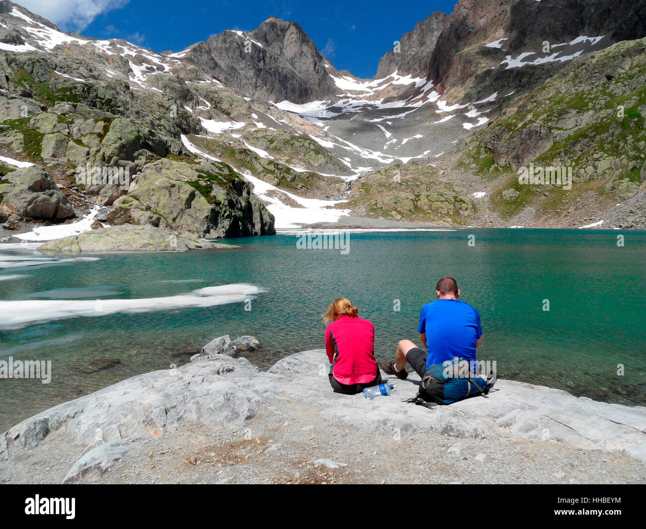 Impressionen: Lac Blanc, Mont Blanc Massiv, Chamonix, Frankreich. Stock Photo