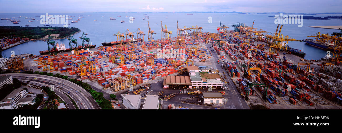 Singapore, aerial view of port Stock Photo - Alamy