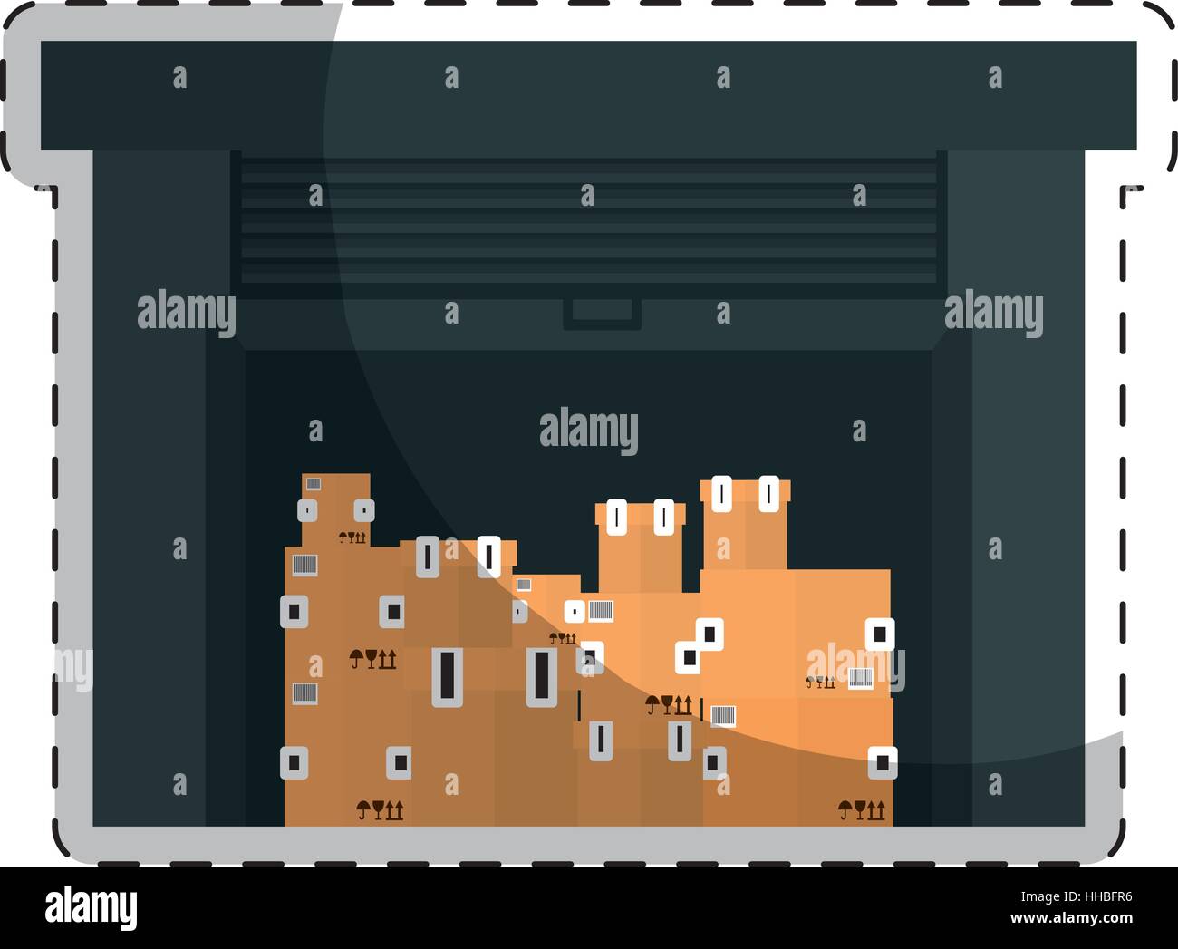 warehouse with carton boxes over white background. colorful design warehouse with carton boxes over white background. colorful design