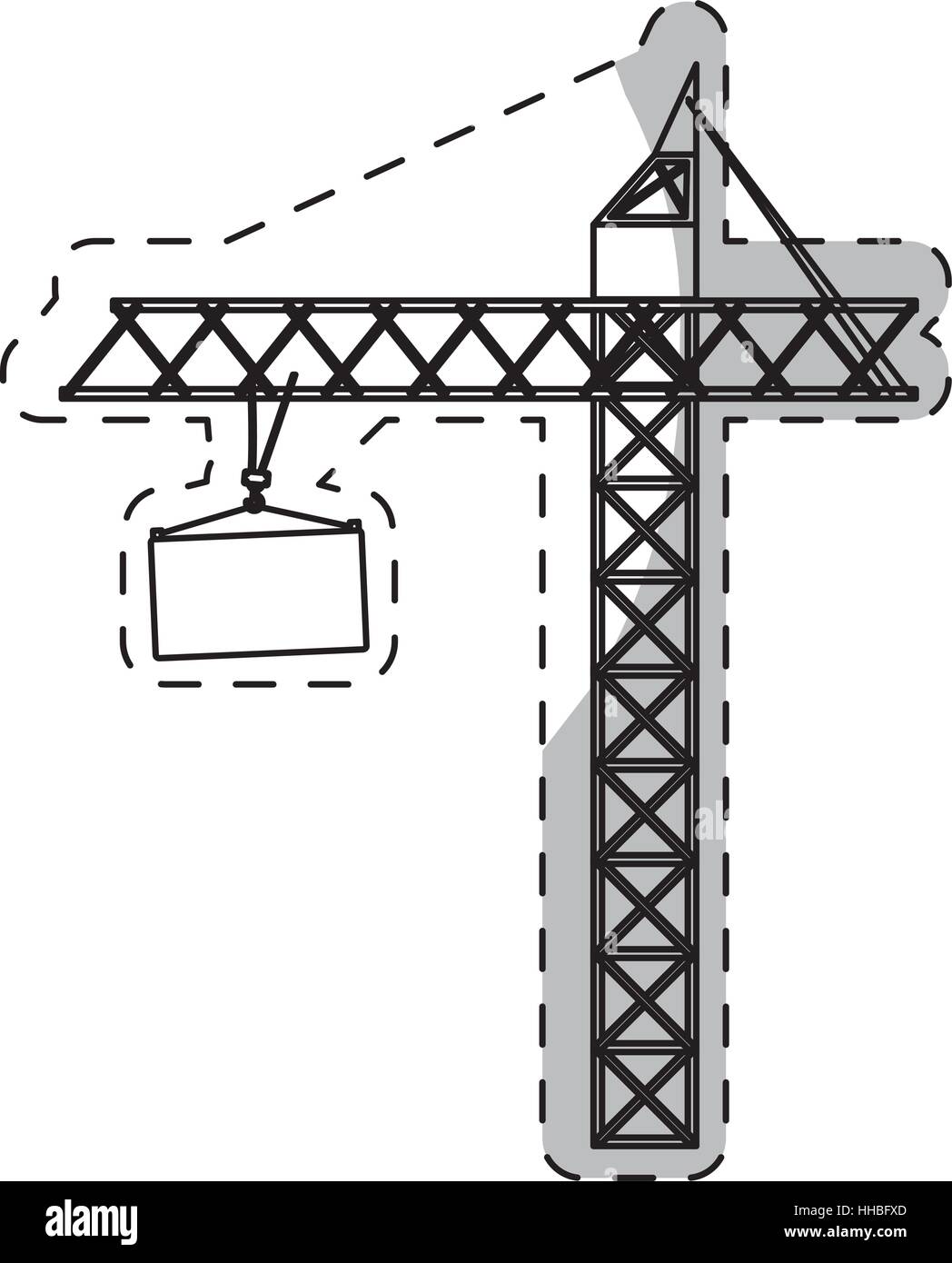 crane machine with container over white background. colorful design ...
