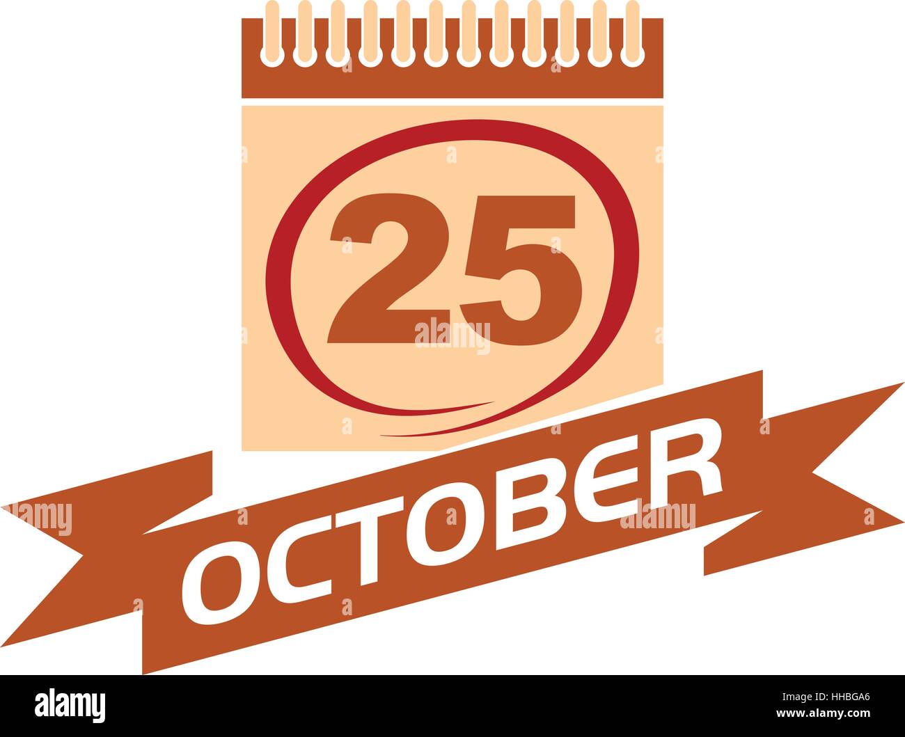 25 October Calendar with Ribbon Stock Vector Image & Art Alamy