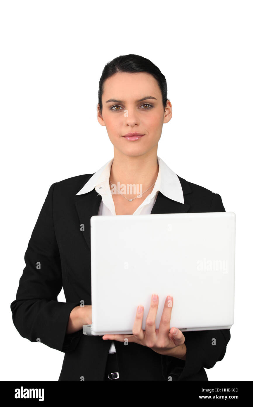woman, office, laptop, notebook, computers, computer, female, brown, brownish Stock Photo Alamy