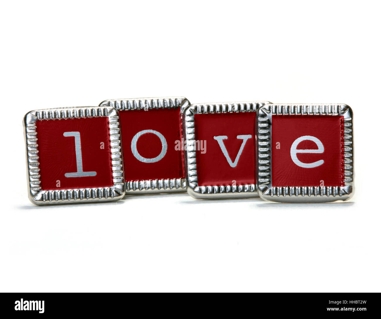 Decorative little letters spell the word LOVE Stock Photo