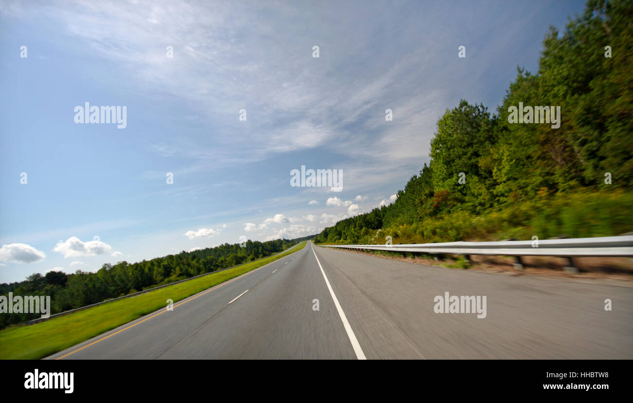 Rural U.S. highway, plenty of cropping room Stock Photo