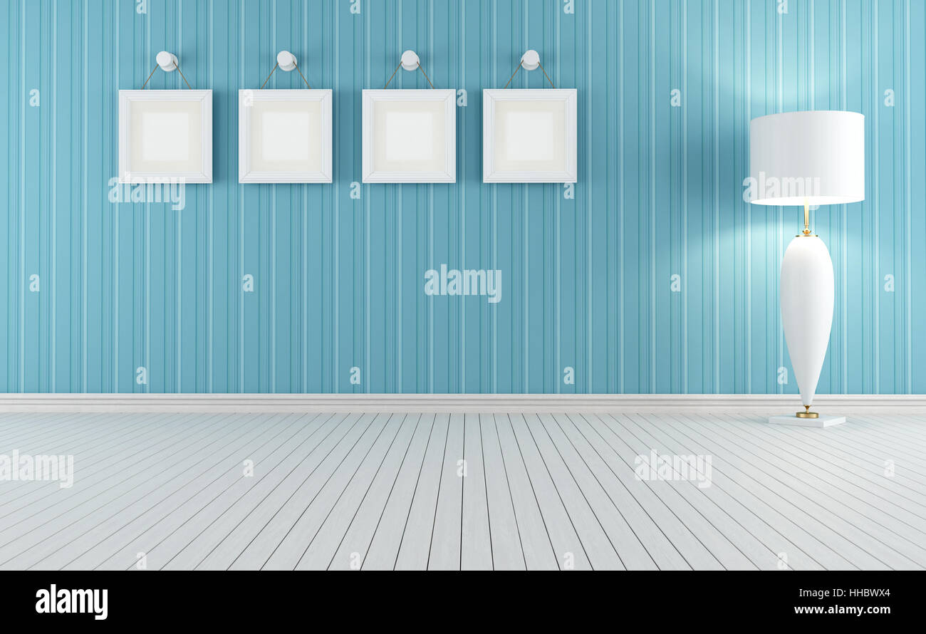 blue, interior, vintage, wall, retro, wallpaper, frame, framework, home, blue, Stock Photo