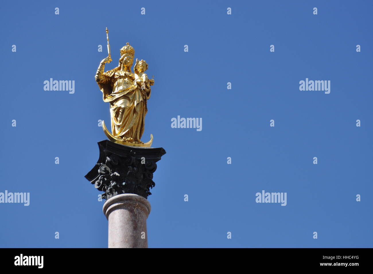 sculpture, munich, Marienplatz, statue, statue, bavaria, munich, mariensule, Stock Photo