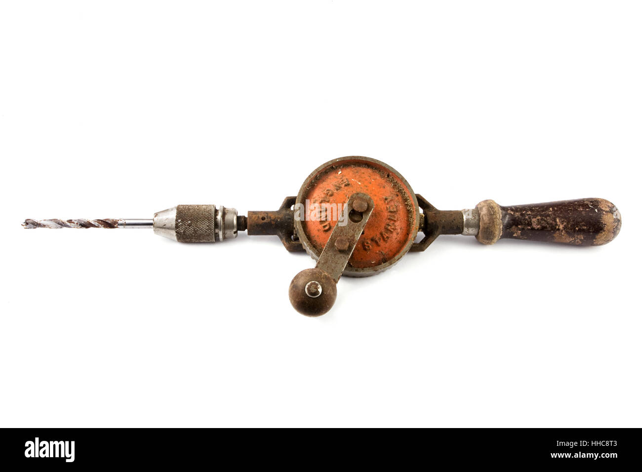 tool, antique, drill, retro, old, red, hand, tool, isolated, industry, Stock Photo
