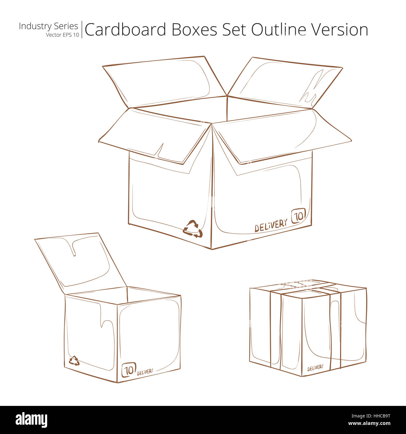 Abstract set of Cardboard Boxes. Outline series. Vector EPS10 Stock