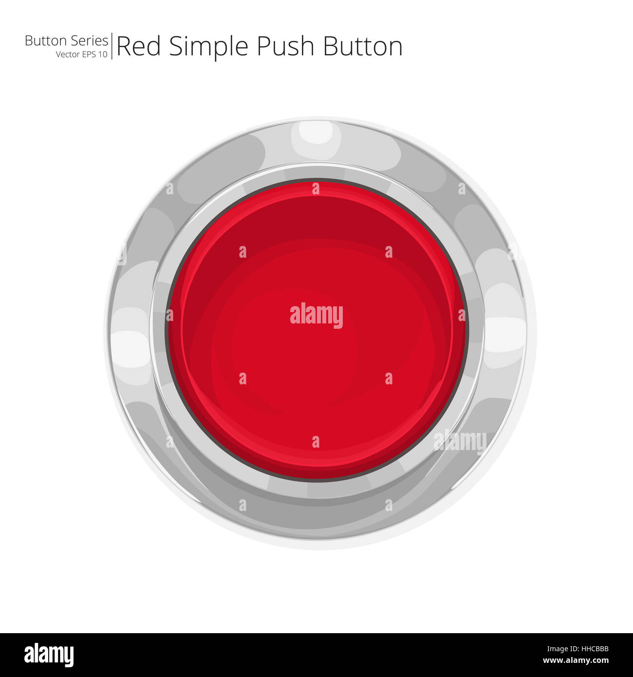 Simple red push button. Vector EPS10. Stock Photo