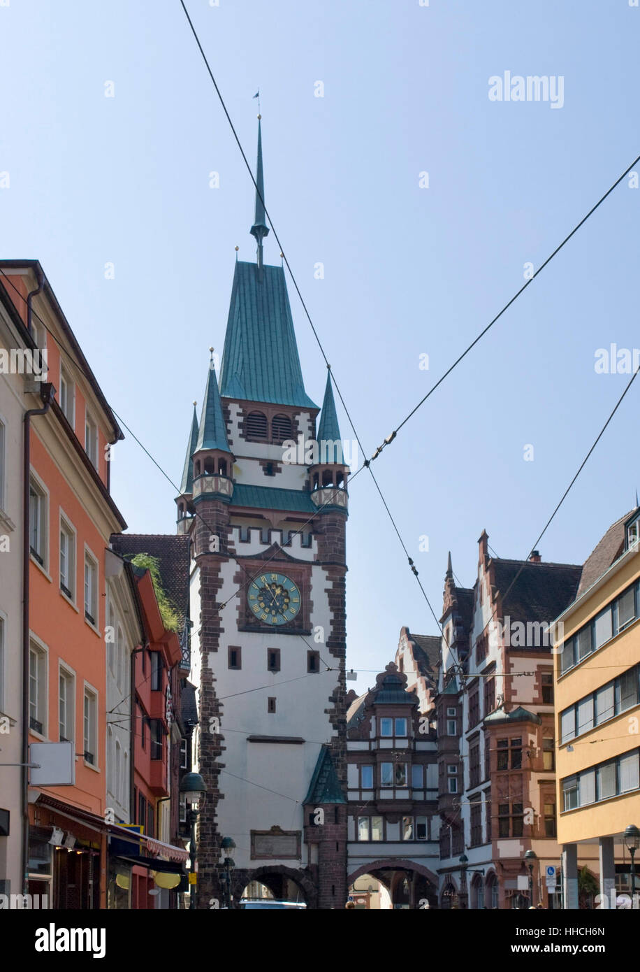 city view of Freiburg im Breisgau, a city in Baden Wu00fcrttemberg (Germany) at summer time Stock Photo