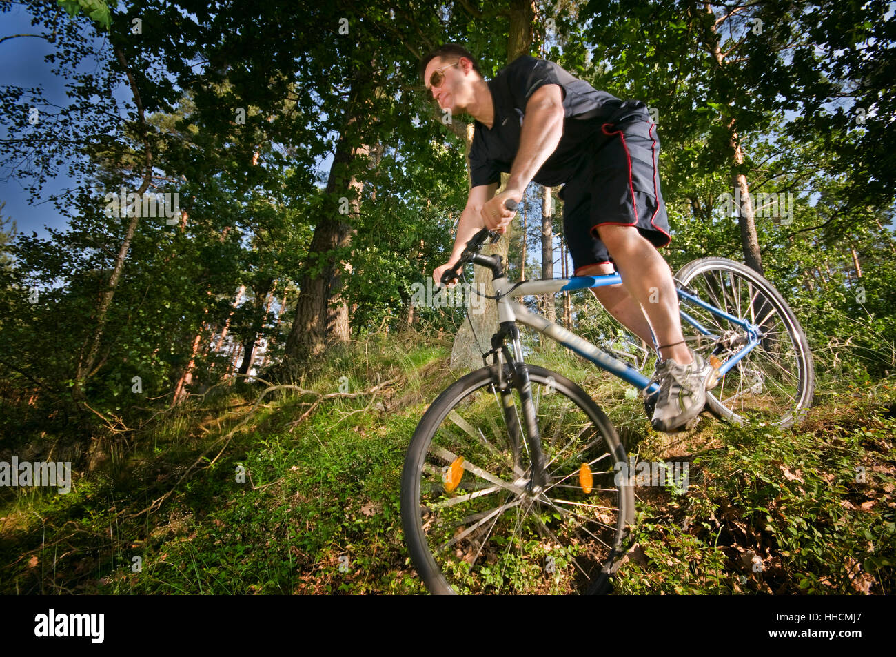 sport, sports, mountainbike, bike, bicycle, cycle, man, drive, motion, Stock Photo