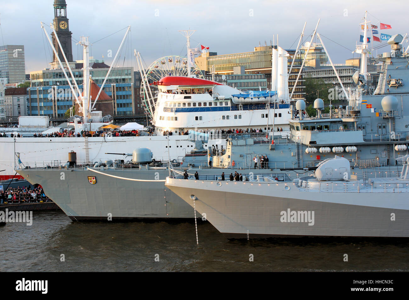 harbor, germany, german federal republic, hamburg, harbours, warship ...