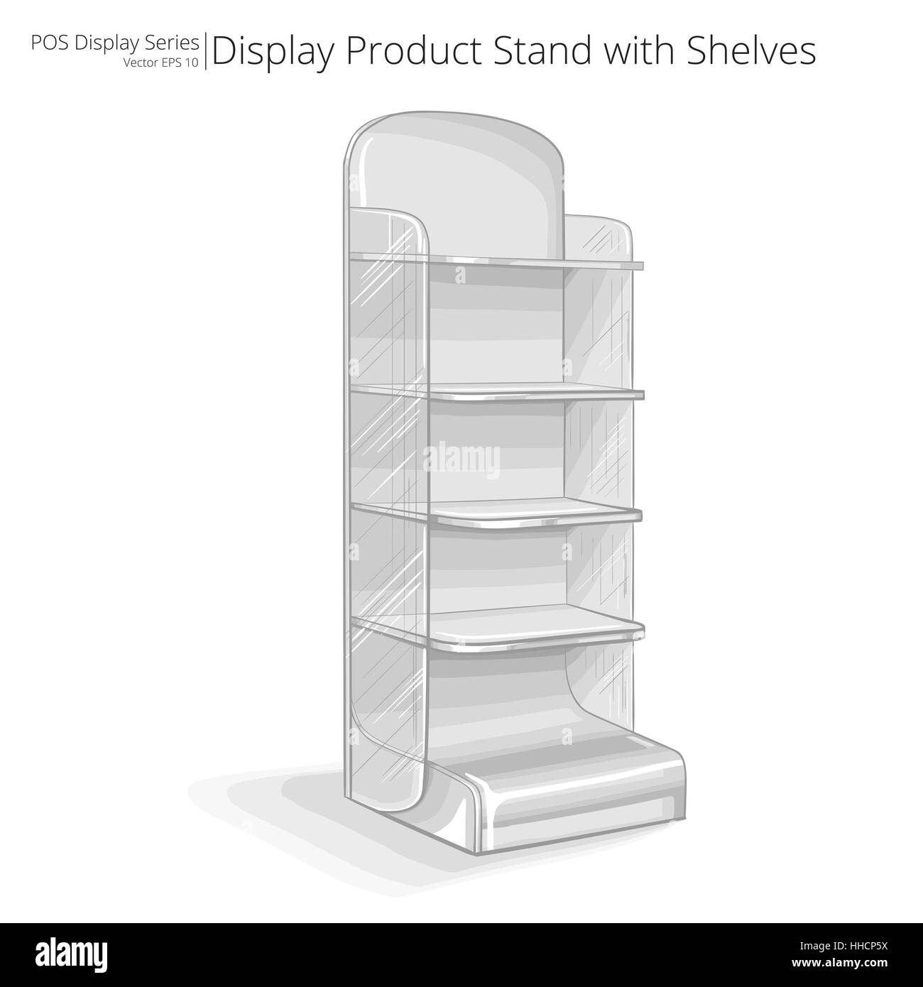 Vector, Illustration of a Product Stand with shelves. Sketch style. POS series. Stock Photo