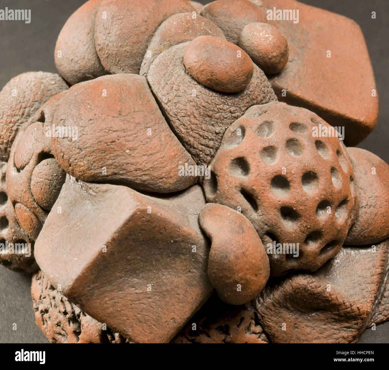 detail of a brown abstract ceramic object sculptured by me Stock Photo