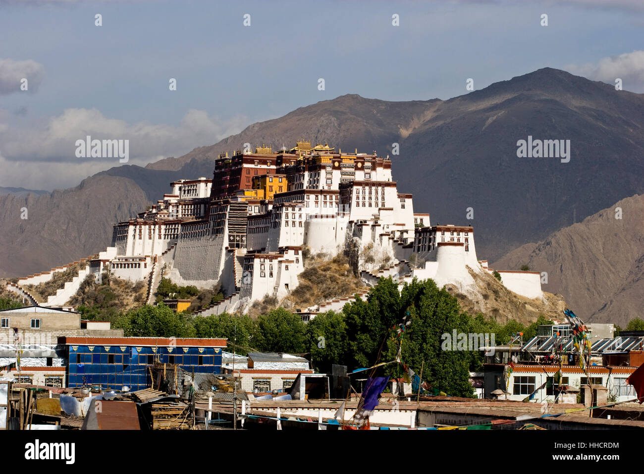 monastery, tibet, palace, convent, mountain, china, monument, cloud, blank, Stock Photo
