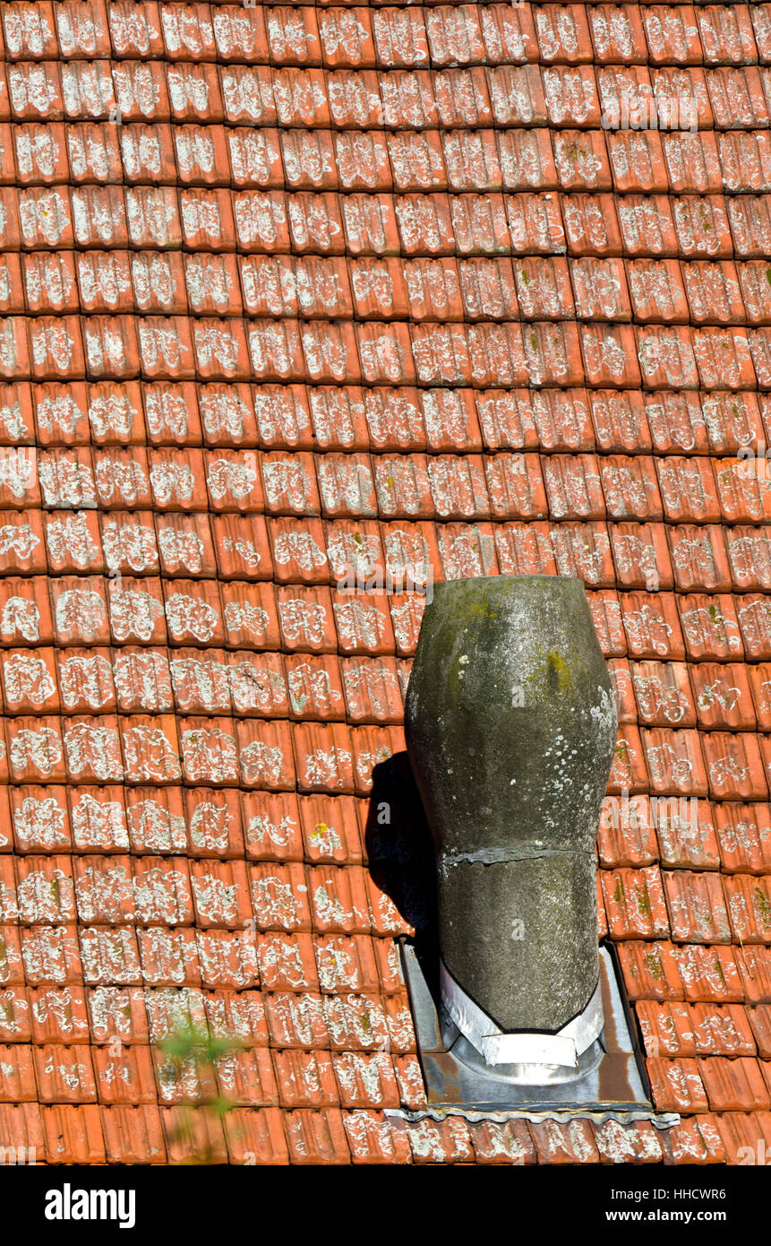 brick, portrait format, recording, tile, extracted air, chimney, drainpipe, Stock Photo
