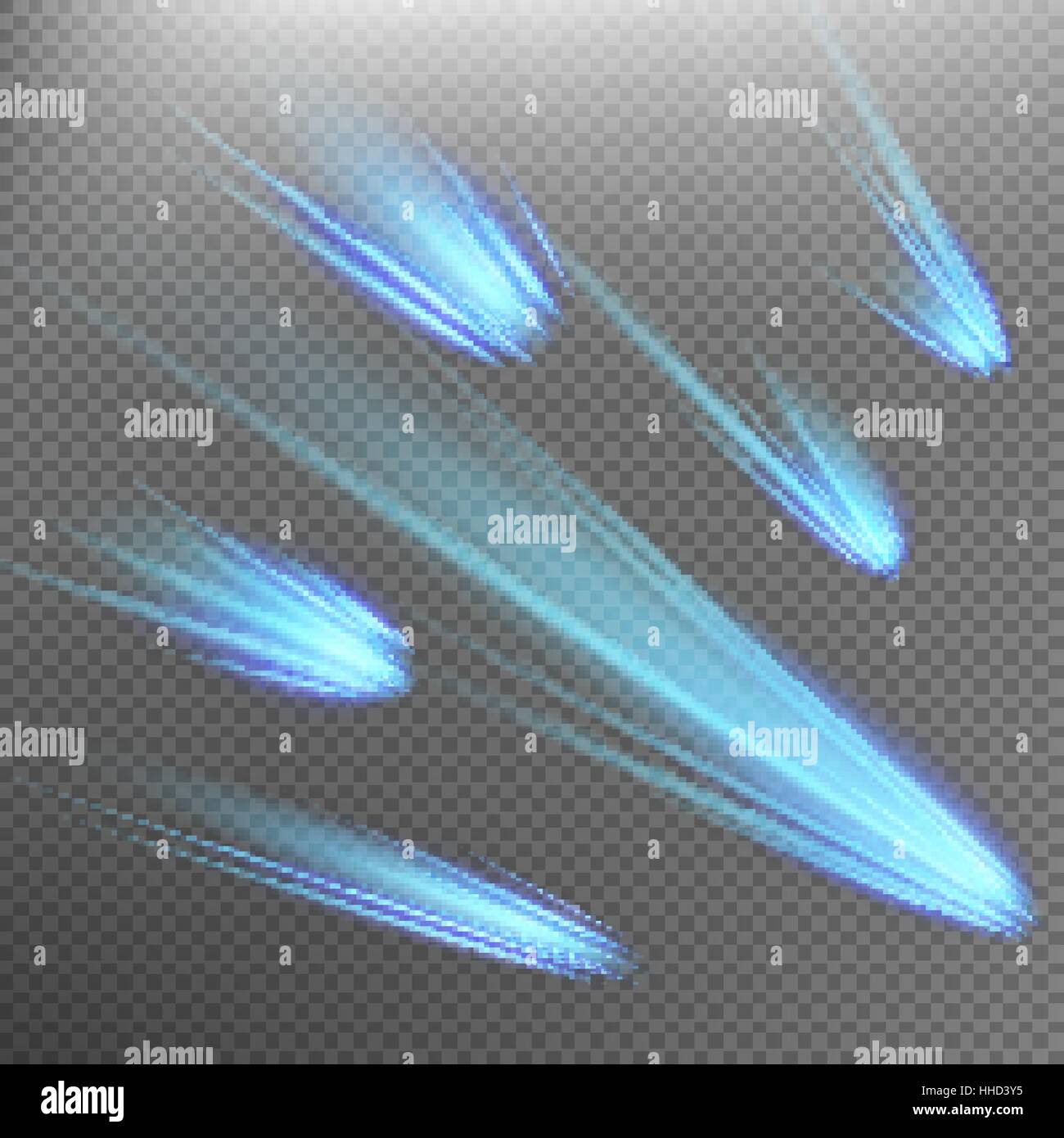 Different meteors, comets and fireballs. EPS 10 Stock Vector Image ...