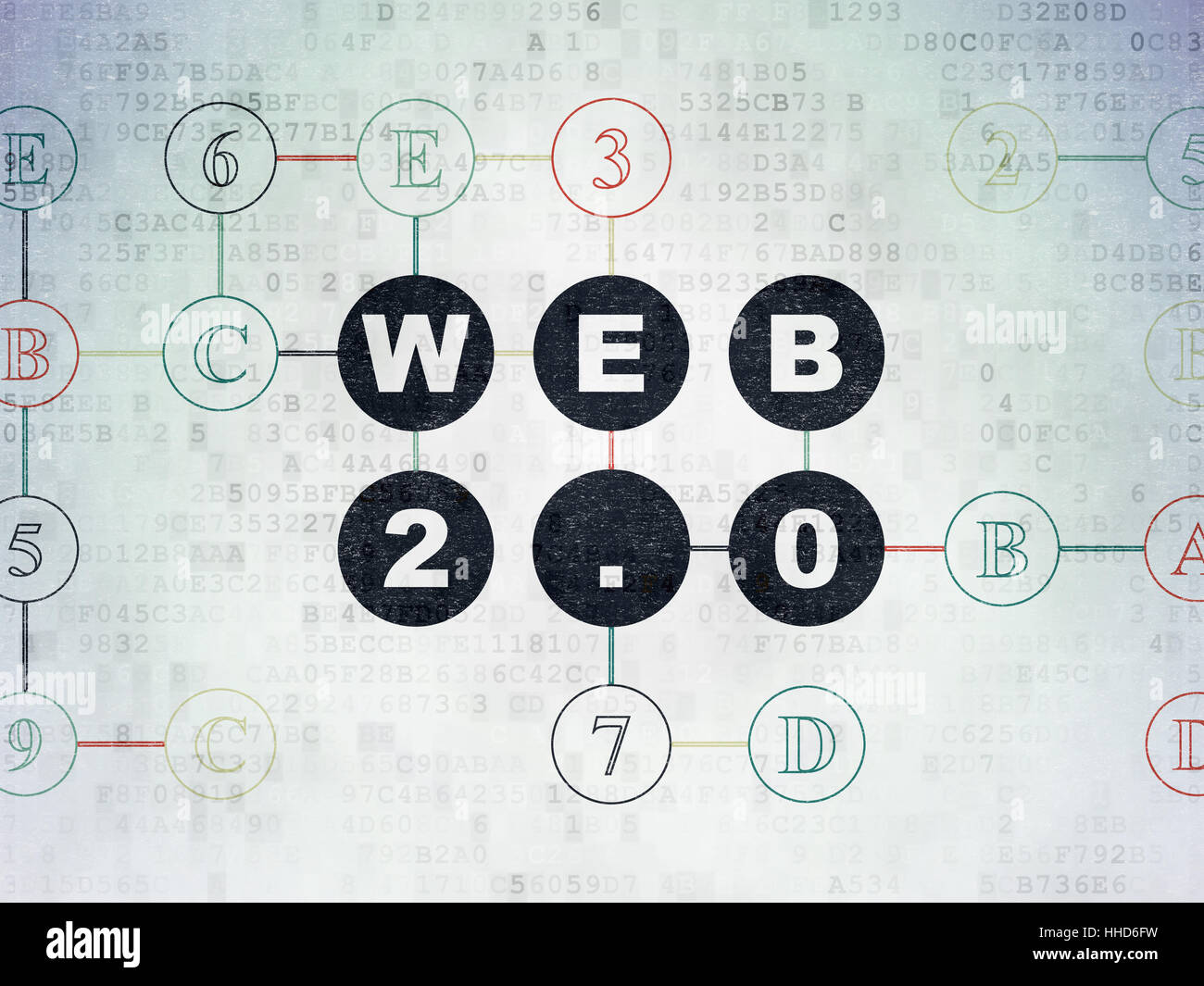 Web development concept: Web 2.0 on Digital Data Paper background Stock ...