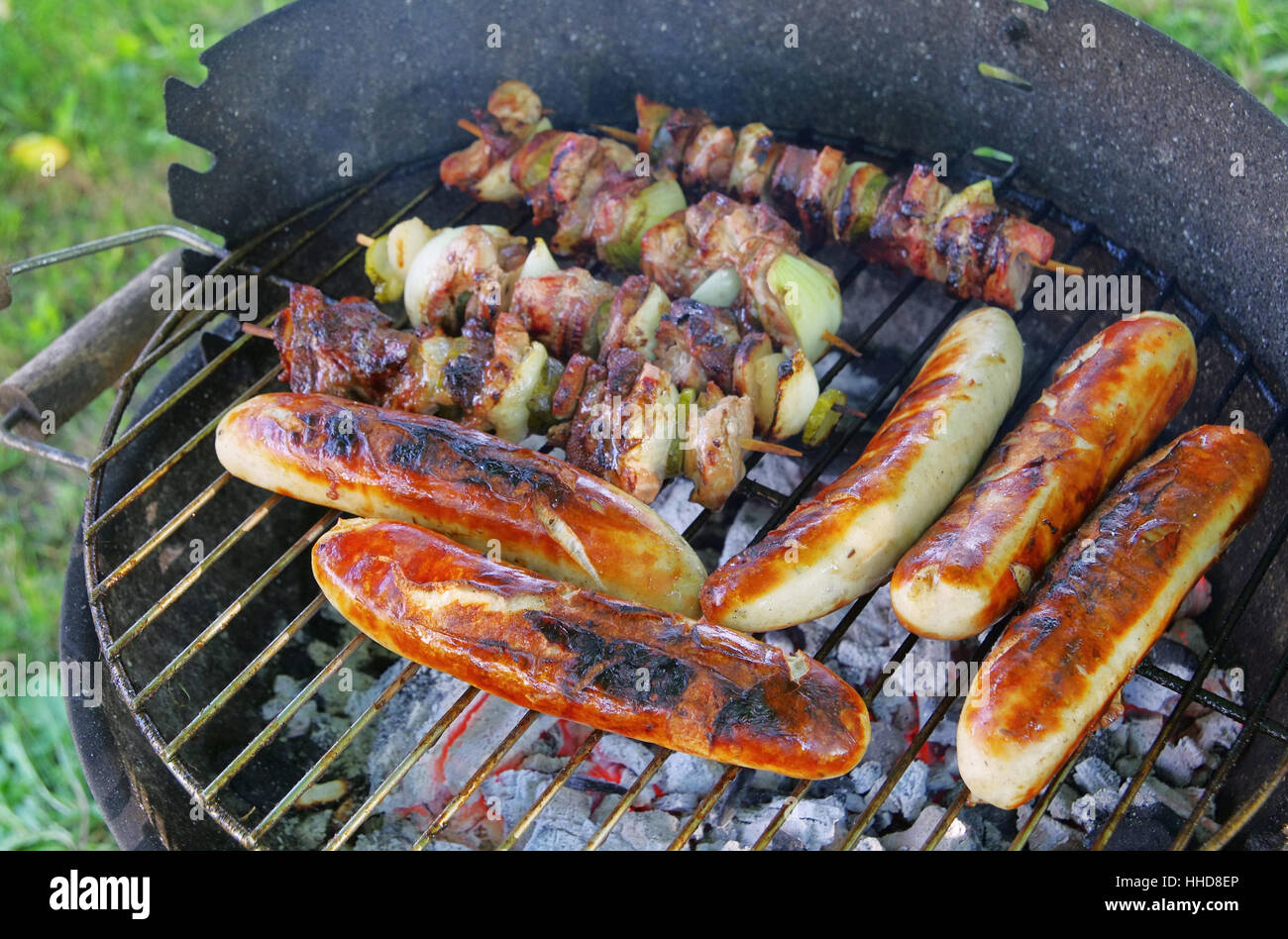 grill, barbecue, barbeque, skewer, shashlik, sausage, boil, cooks