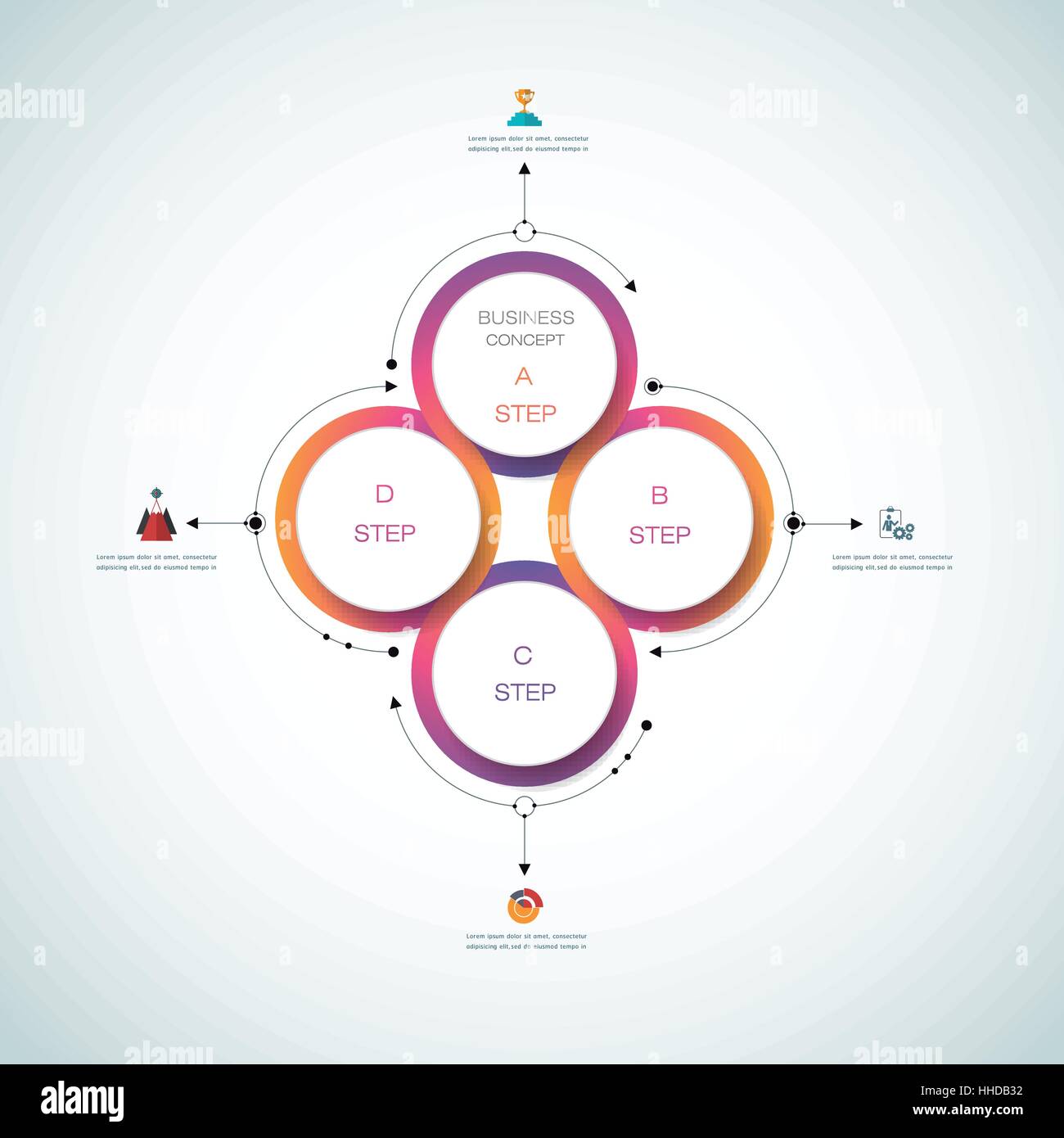 Vector infographics, 3D paper cycle diagram template, Blank space for data content, business, infographic, digital network, flowchart, process diagram Stock Vector