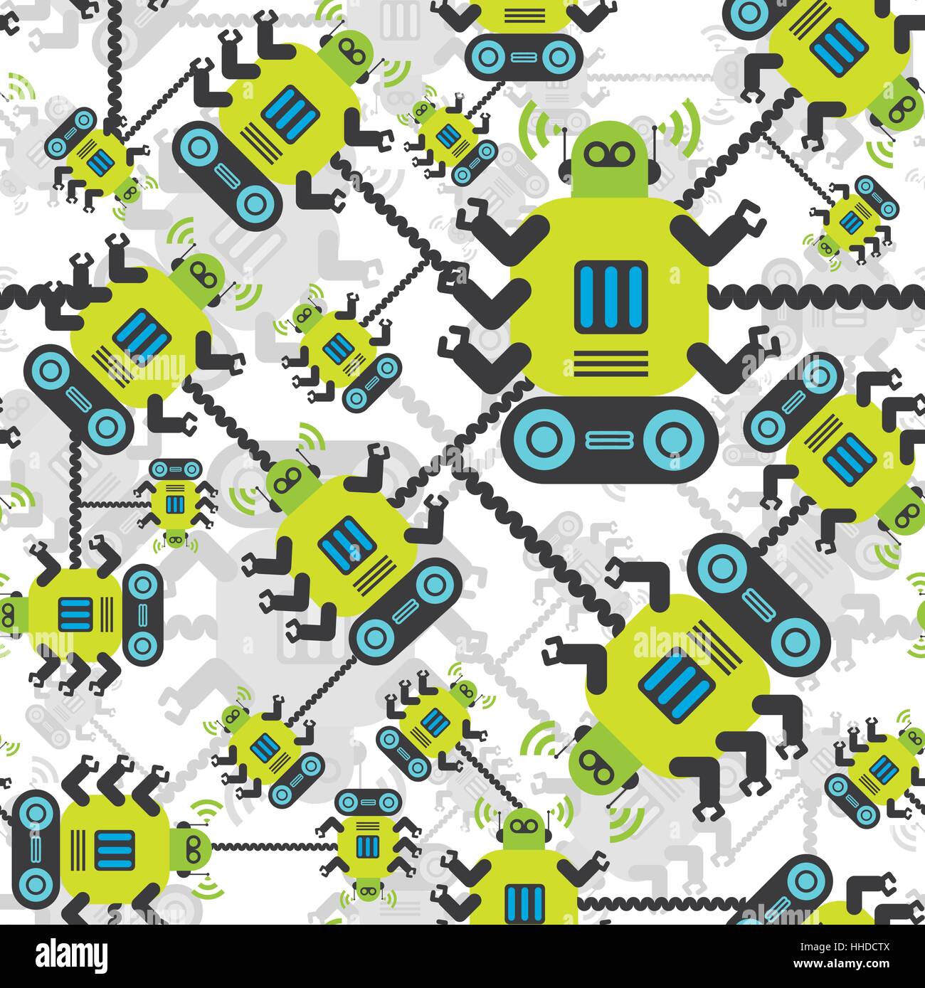 Robots color seamless pattern on white background Stock Vector Image ...