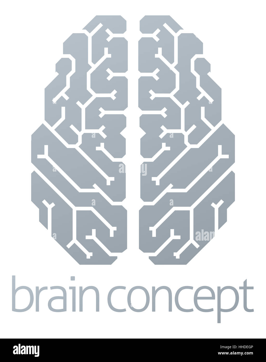 A conceptual illustration of a stylised brain from the top Stock Photo