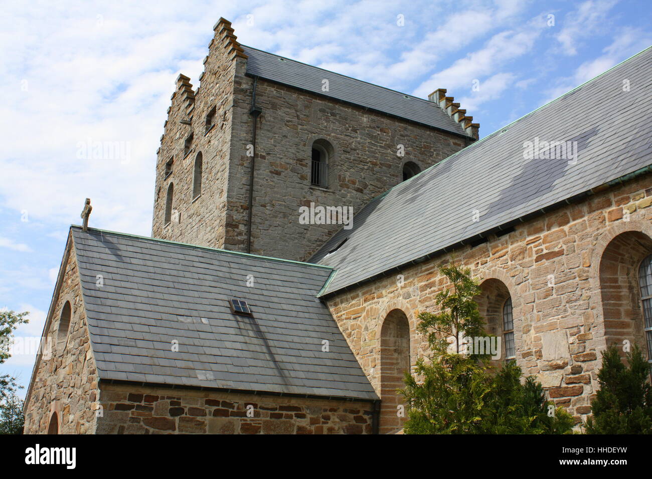 Aa Church (Aakirkeby) from 1150 on the island Bornholm. Denmark Stock Photo